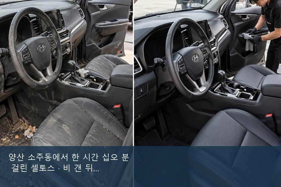양산 소주동에서 한 시간 십오 분 걸린 셀토스 · 비 갠 뒤의 작업